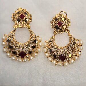 Indian/Pakistani Gold Plated Earrings NWT